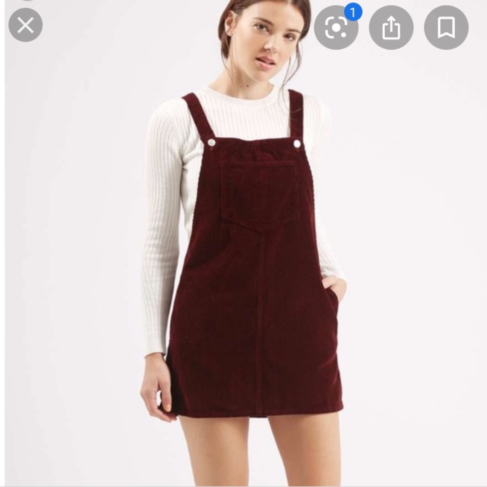 Maroon/Burgandy Corduroy Overall Dress